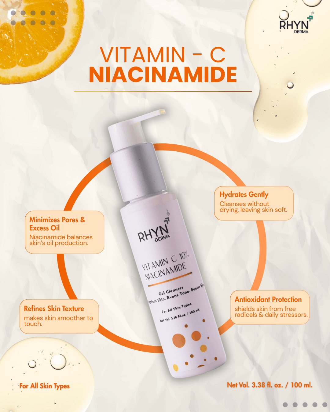 Pack Of 2 Rhyn Derma Vitamin C Cleanser Nepal | Brightening Face Wash For Glowing Skin 100 Ml - image 4