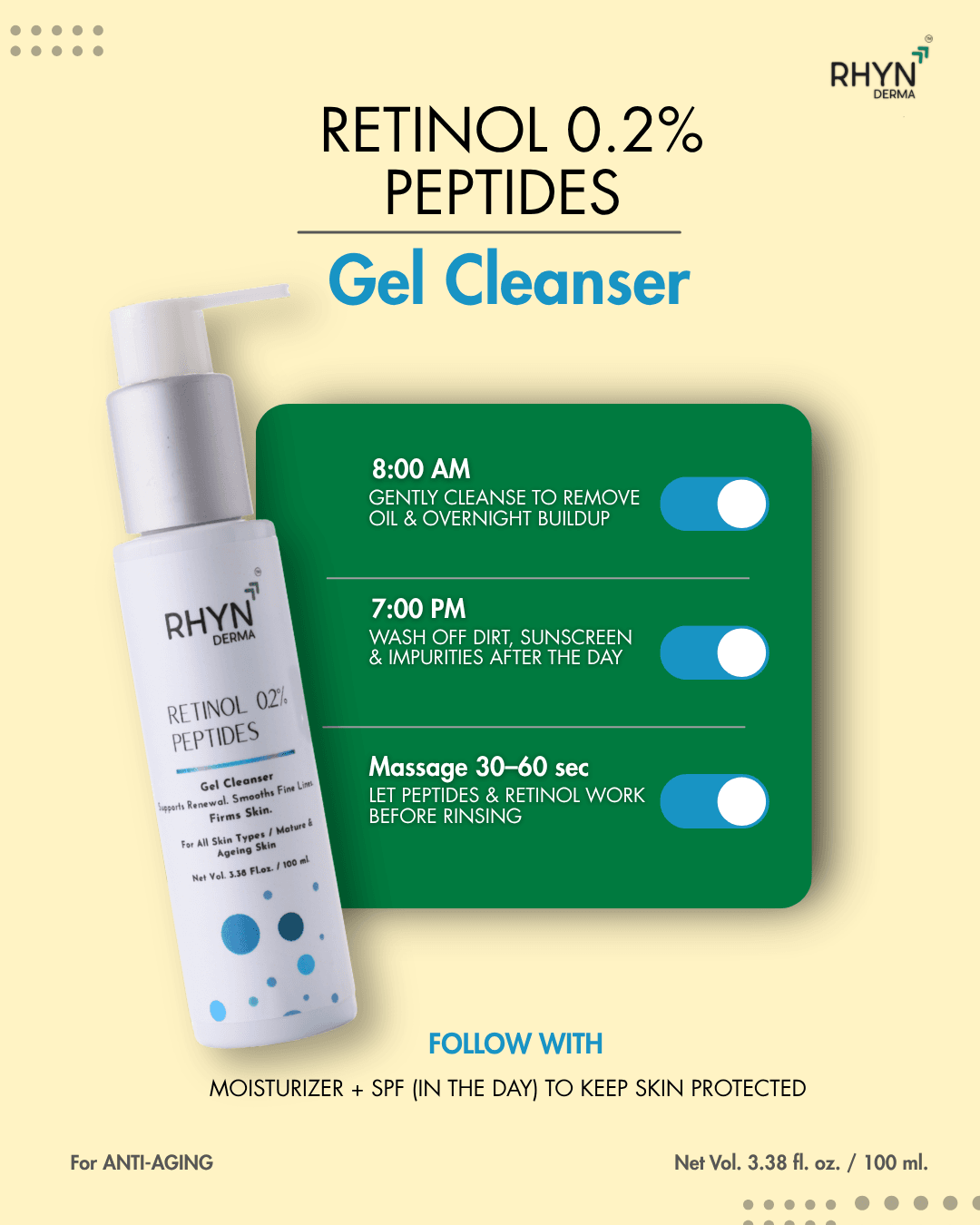 Rhyn Derma Retinol Cleanser Nepal | Anti-Aging Face Wash For Mature Skin 100ml - image 4