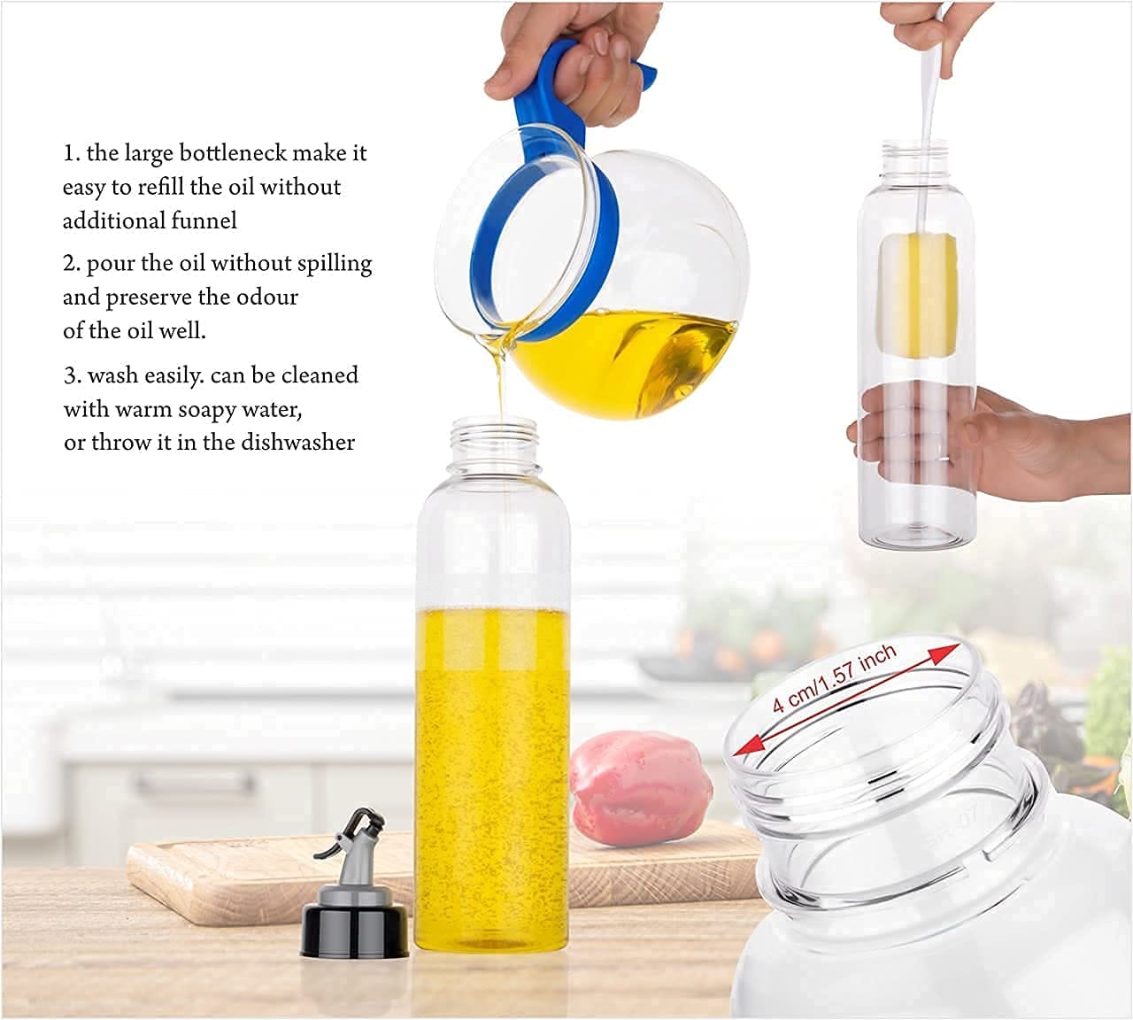 Transparent Cooking Oil Dispenser With Trigger - 1000ml - image 3