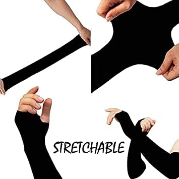 Slim 1 Pair Arm Sleeves Fit Thumb Stretchable Hand Cover Arm Sleeves Black Color - Arm Sleeves - image 3
