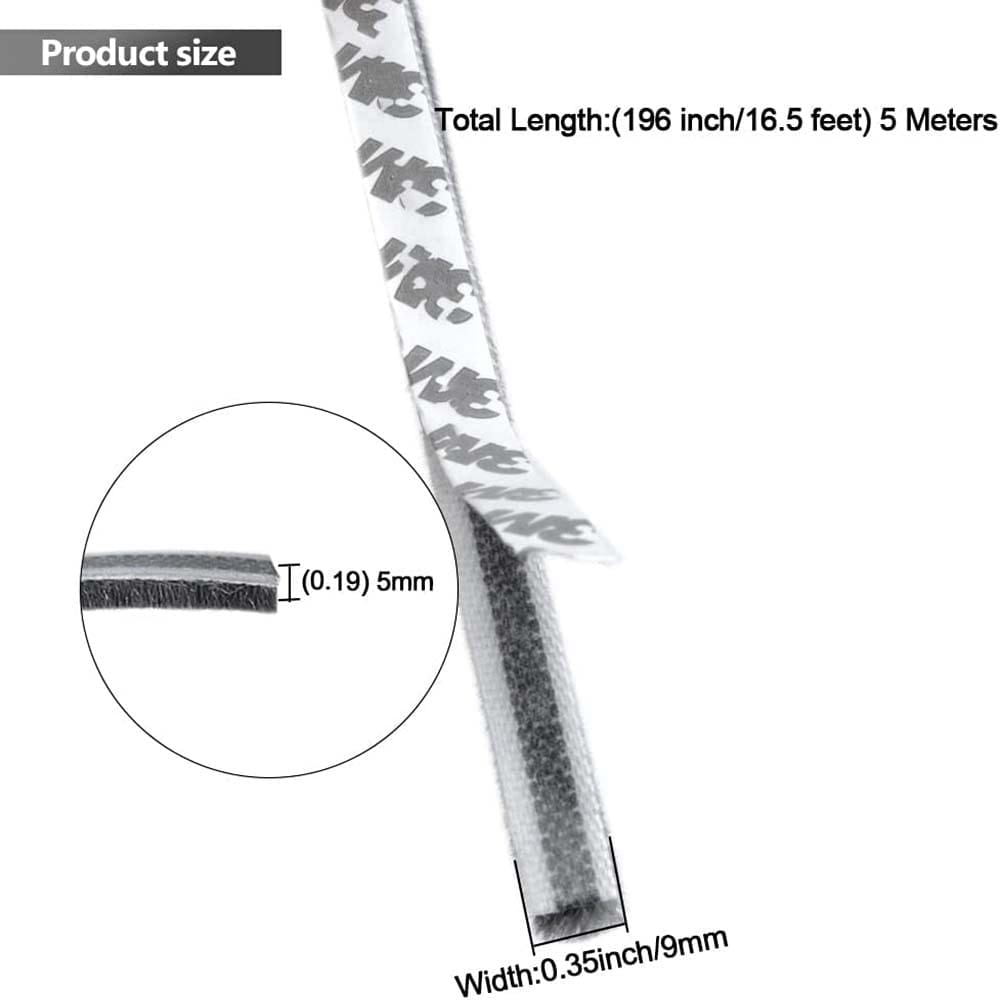 Anti-Collision Weather Stripping Brush For Sliding Door And Windows, Pile Self Adhesive Weather Strip Seal (33 Ft(10 M), Grey) - image 2