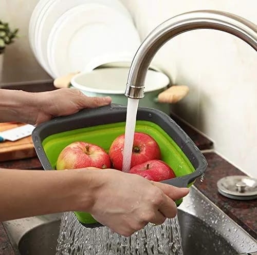 2 Pcs Silicone Colanders Collapsible Food Strainer Basket With Handle Foldable Filter Basket Steamer For Draining Fruit Vegetable Pasta Drain Wash - image 3