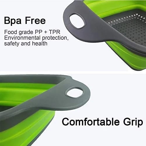 2 Pcs Silicone Colanders Collapsible Food Strainer Basket With Handle Foldable Filter Basket Steamer For Draining Fruit Vegetable Pasta Drain Wash - image 2