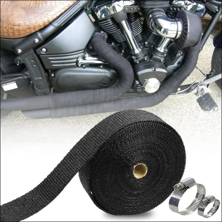 Royal Enfield Wrap Rope Black - 8 Ft. Fully Cover Black With Free 2 Clamp - Bike Wrap | - image 1
