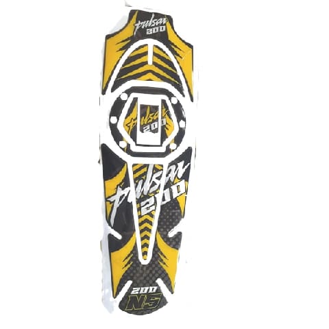 Waterproof & Scratchproof 3D Full Tank Pad & Fuel Cap Sticker And Tank Protector For Pulsar 200 NS (Black Yellow).