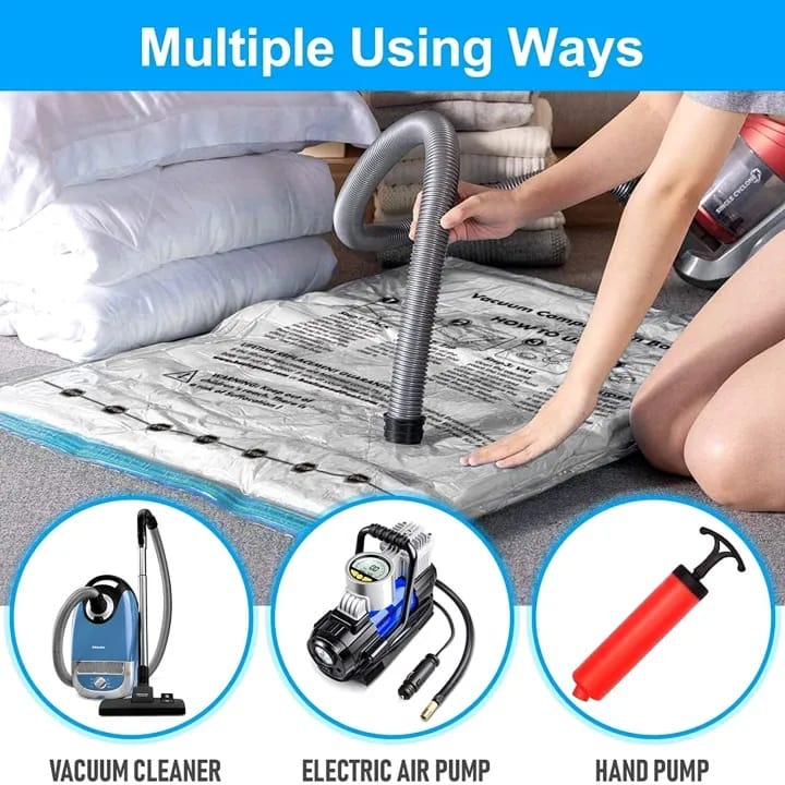 Ziplock Space Saver Vacuum Storage Bag With Travel Hand Pump- Pack Of 5 - image 2