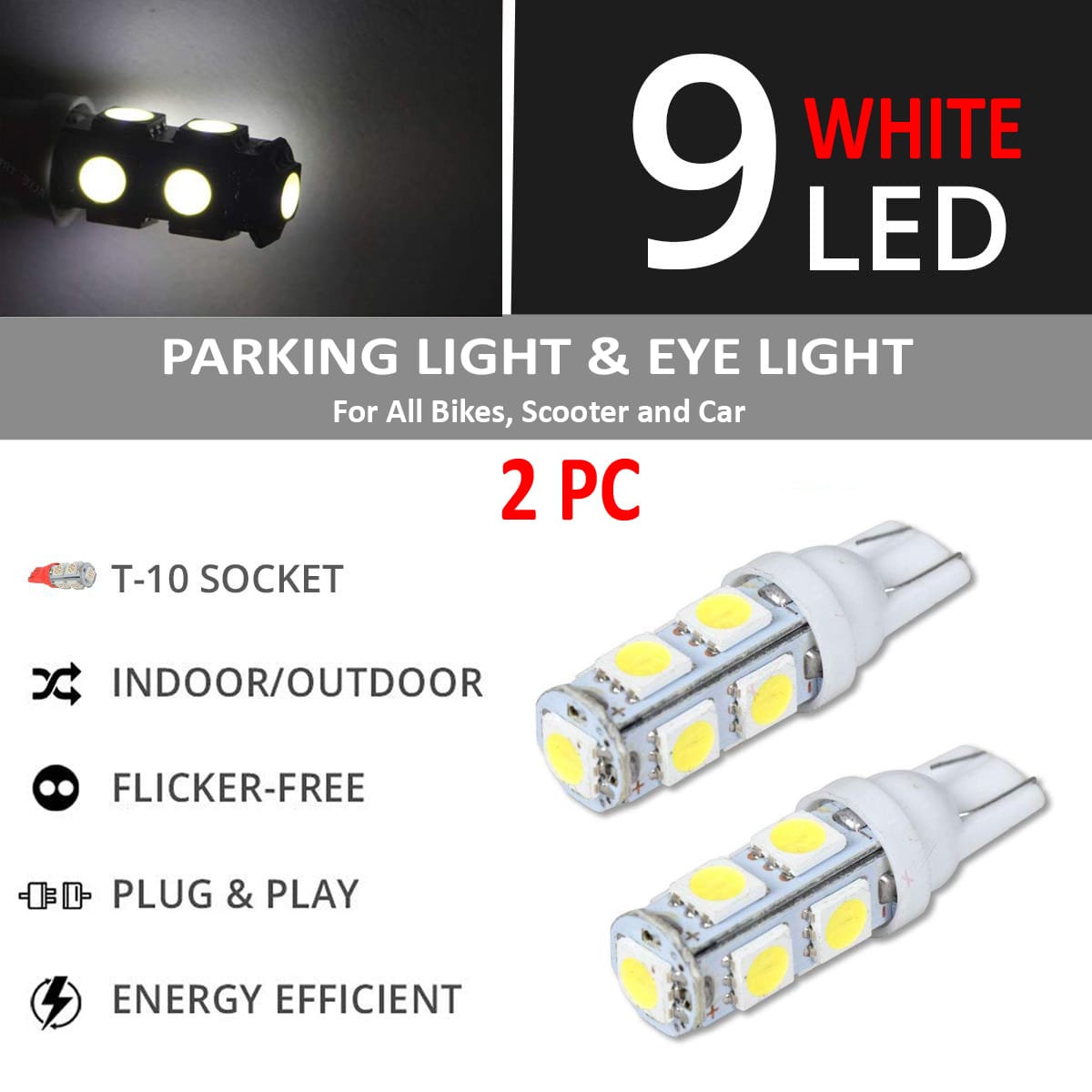 Parking Light & Eye Light For All Bikes, Scooter And Car 2 Pc Green Color - image 2