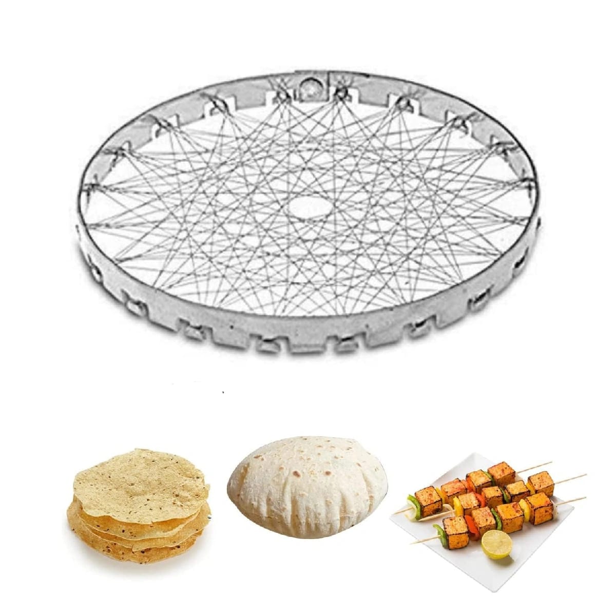 Lpg Gas Saver Jali, Chota Gas Tandoor For Home Kitchen, Mini Tandoor Channi Jalli Barbeque Net Gas Tandur Grill For Home Rasoi, Round Mesh For Stove, Pack Of 1, Stainless Steel - image 1