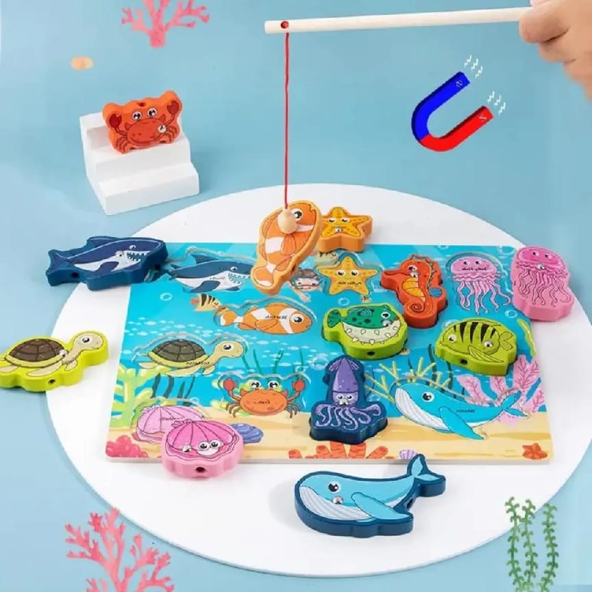 3-In-1 Magnetic Marine Puzzle And Drawing Board For Toddlers - Multicolor - image 4