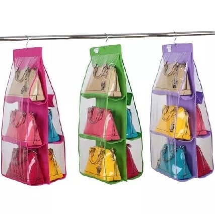 Hanging Handbag Organizer 6 Pocket Pouch - (Multicolor) - image 2