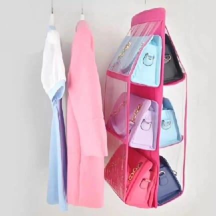 Hanging Handbag Organizer 6 Pocket Pouch - (Multicolor) - image 1