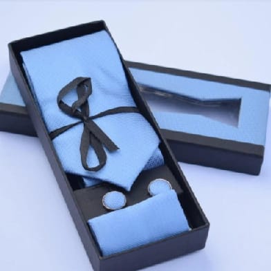Light Blue Elegance 3-In-1 Tie Gift Set With Cufflinks And Pocket Square - Light Blue - image 3
