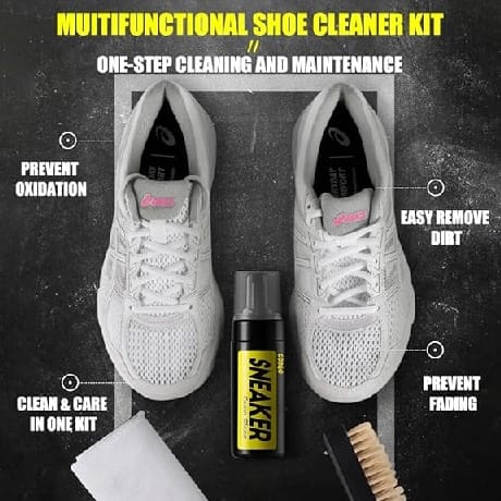 Shoe Cleaner Kit For Sneakers With Water-Free Foam Brush And Cloth - Multicolor - image 3