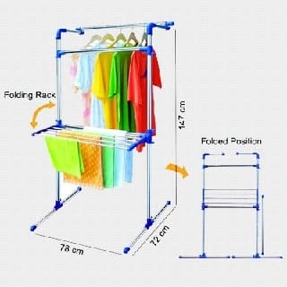 Stainless Steel Portable Multifunctional Clothes Drying Rack - Multicolor - image 2