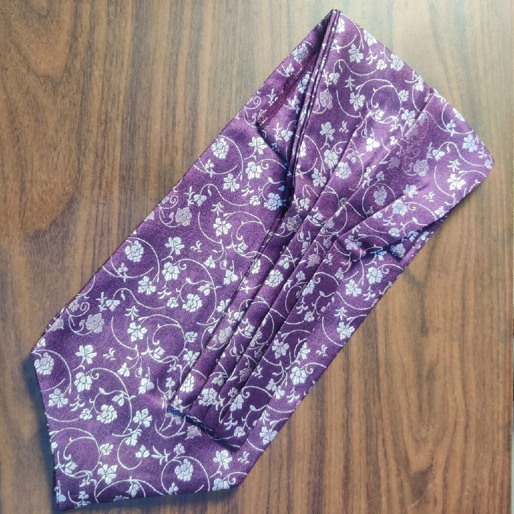 Purple Paisley Satin Ascot With Pocket Square Set - (Multicolor) - image 3