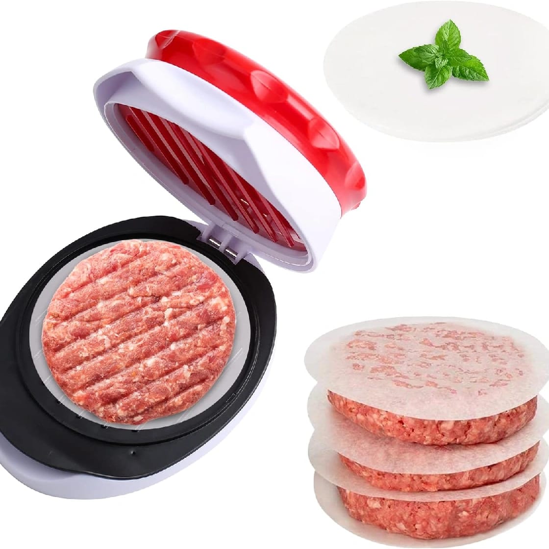 Veleka Non-Stick Burger Patty Press With 100 Patty Papers - image 1