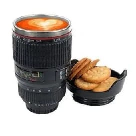 Camera Lens Stainless Steel Travel Mug Thermos - (Black) - image 2