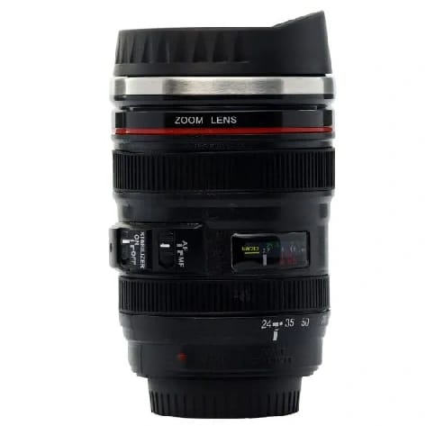 Camera Lens Stainless Steel Travel Mug Thermos - (Black) - image 1