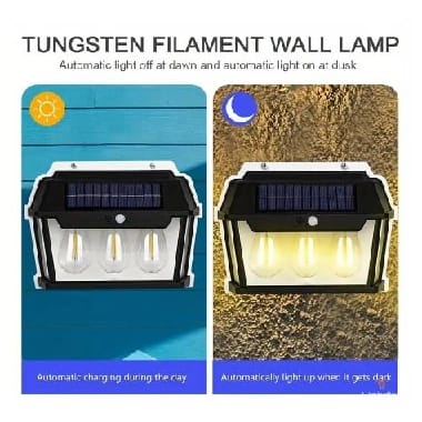 Waterproof 3-Bulb Auto Sensor Solar Wall Lamp - (Multicolor) - image 3