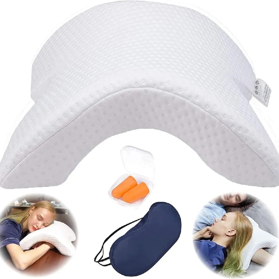 Memory Foam U-Shaped Couple Cuddle Pillow With Neck Support - Multicolor - image 4