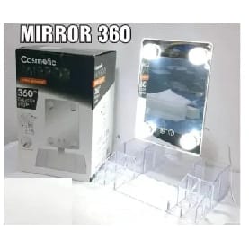 3-Mode LED Crystal Makeup Mirror With Organizer & USB Charging - Multicolor - image 3
