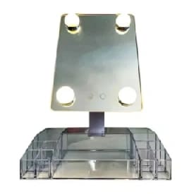 3-Mode LED Crystal Makeup Mirror With Organizer & USB Charging - Multicolor - image 2