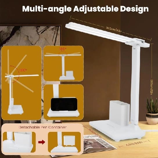 Double-Head Desk Lamp With 3 Dimmable LED Lights And USB Rechargeable - Multicolor - image 2