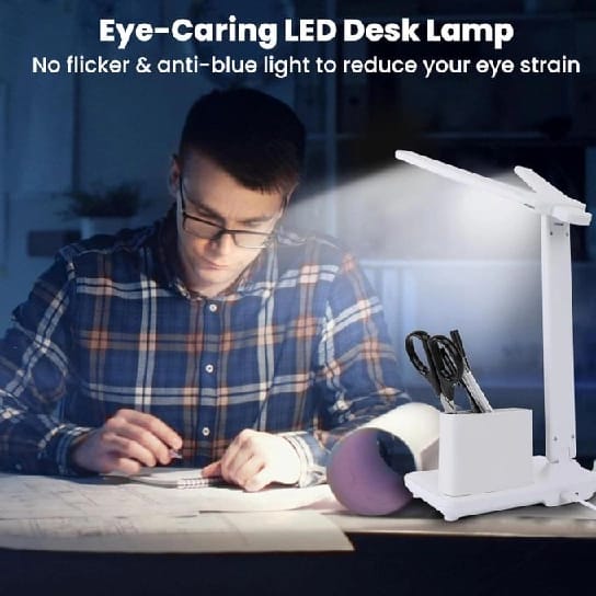 Double-Head Desk Lamp With 3 Dimmable LED Lights And USB Rechargeable - Multicolor - image 3