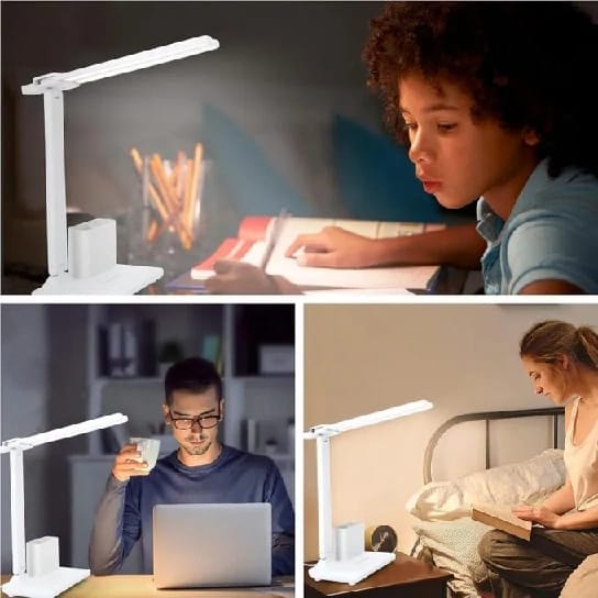 Double-Head Desk Lamp With 3 Dimmable LED Lights And USB Rechargeable - Multicolor - image 4