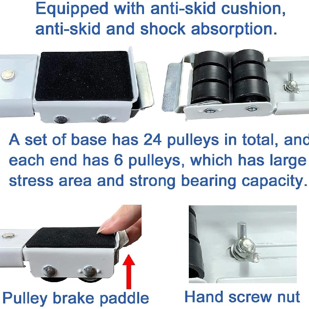 Adjustable Furniture Mover Set Of 2 With Mobile Roller Base And Foot Mats - Multicolor - image 2
