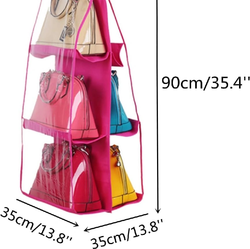 Dust-Proof Hanging Handbag Organizer With 6 Pockets - (Multicolor) - image 2