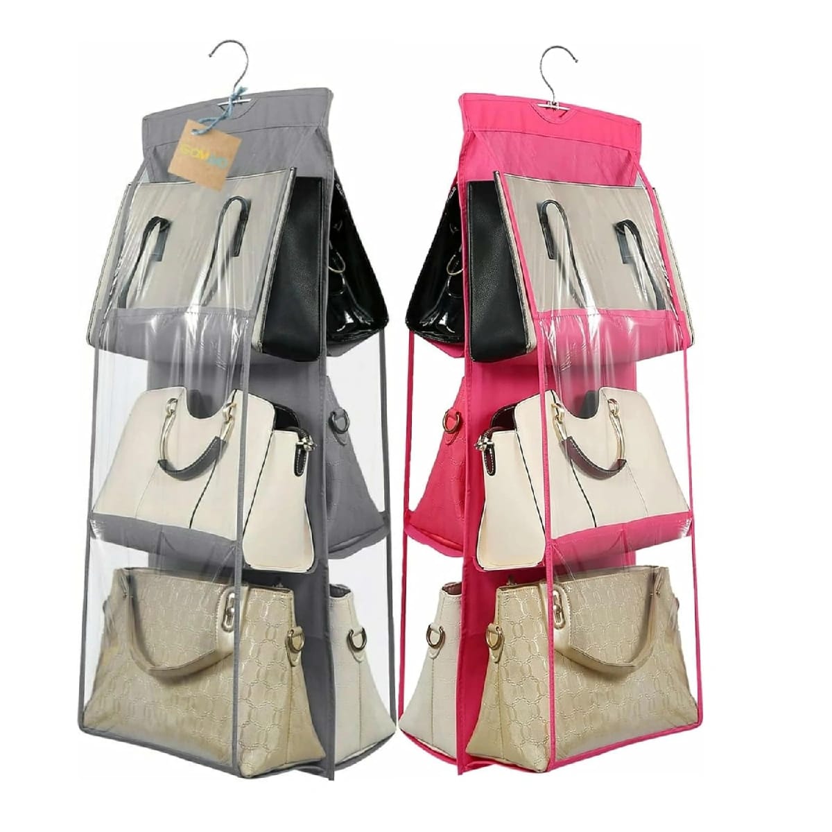 Dust-Proof Hanging Handbag Organizer With 6 Pockets - (Multicolor) - image 1