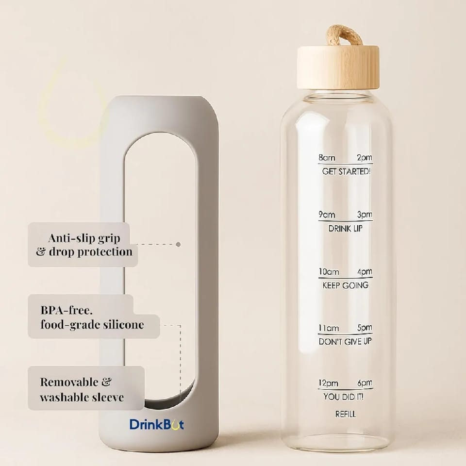 Eco Glass Water Bottle With Silicone Sleeve & Bamboo Lid - (Multicolor) - image 4
