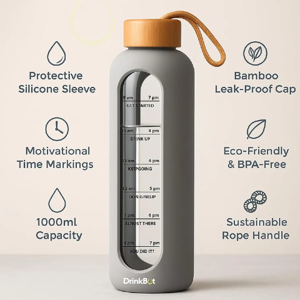 Eco Glass Water Bottle With Silicone Sleeve & Bamboo Lid - (Multicolor) - image 3