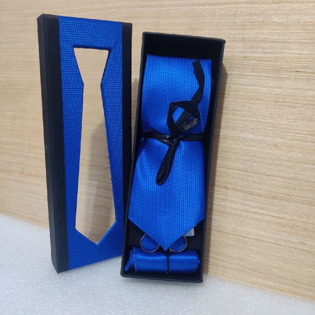Royal Blue Elegance – 3-In-1 (Cufflinks, Tie, Pocket Square) Tie Gift Set - image 1