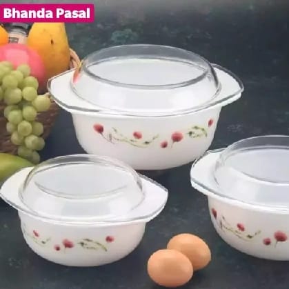 Microwave Safe Opel Bowl Set With Glass Lid