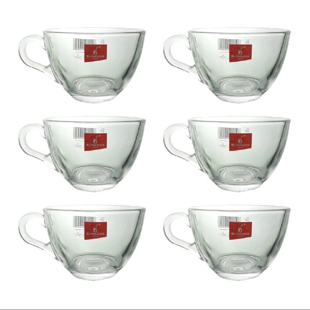 Premium Glass Mug For Coffee Latte,Tea,Hot And Cold-Set Of 6 Clear Glass Cup - image 1