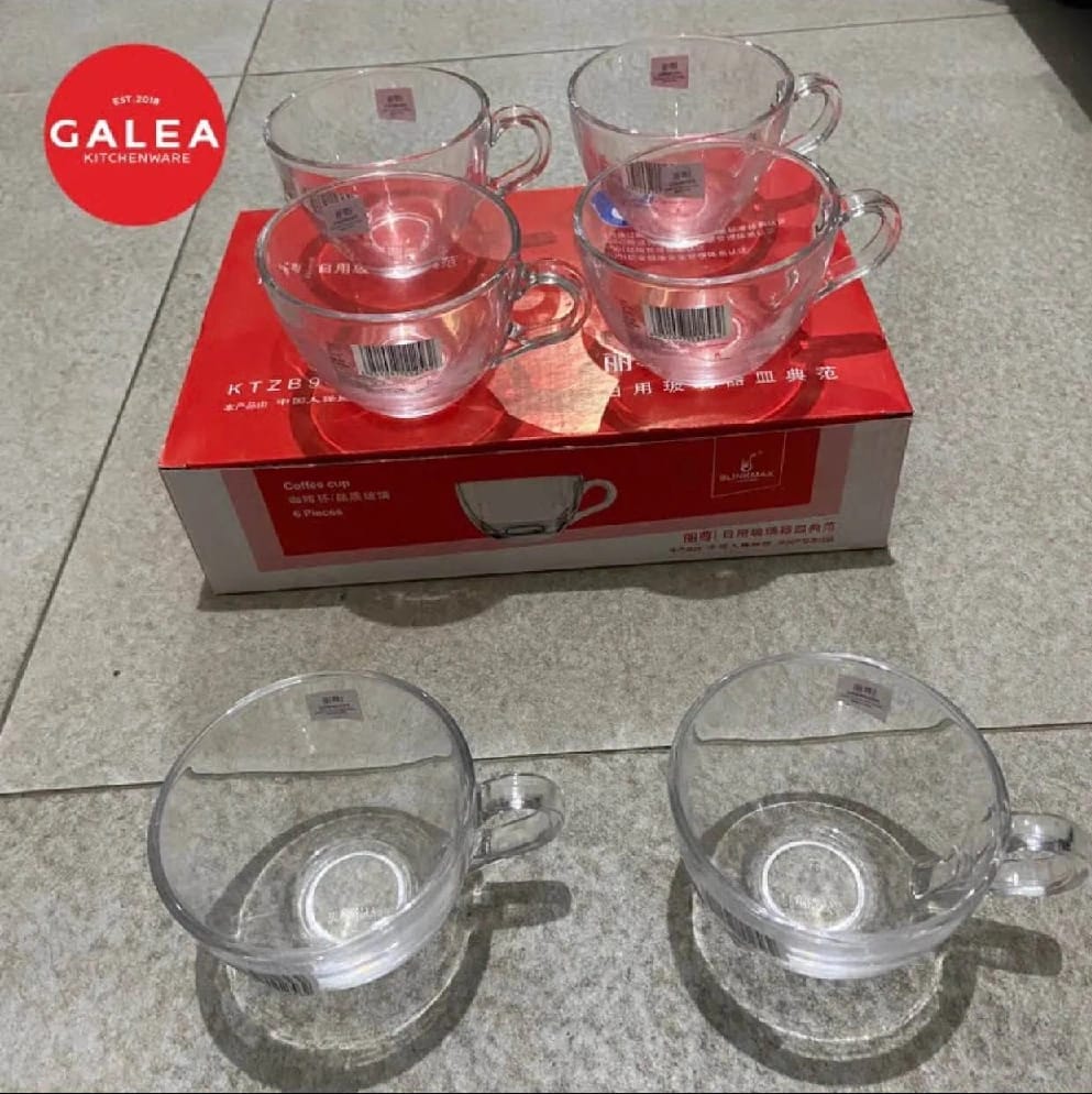 Premium Glass Mug For Coffee Latte,Tea,Hot And Cold-Set Of 6 Clear Glass Cup - image 4