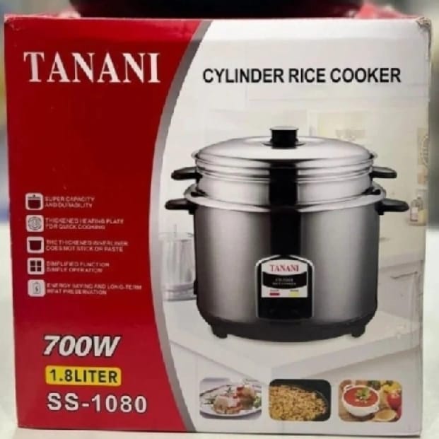 Steel Rice Cooker 1.5 Lits With Steel Steamer - image 2