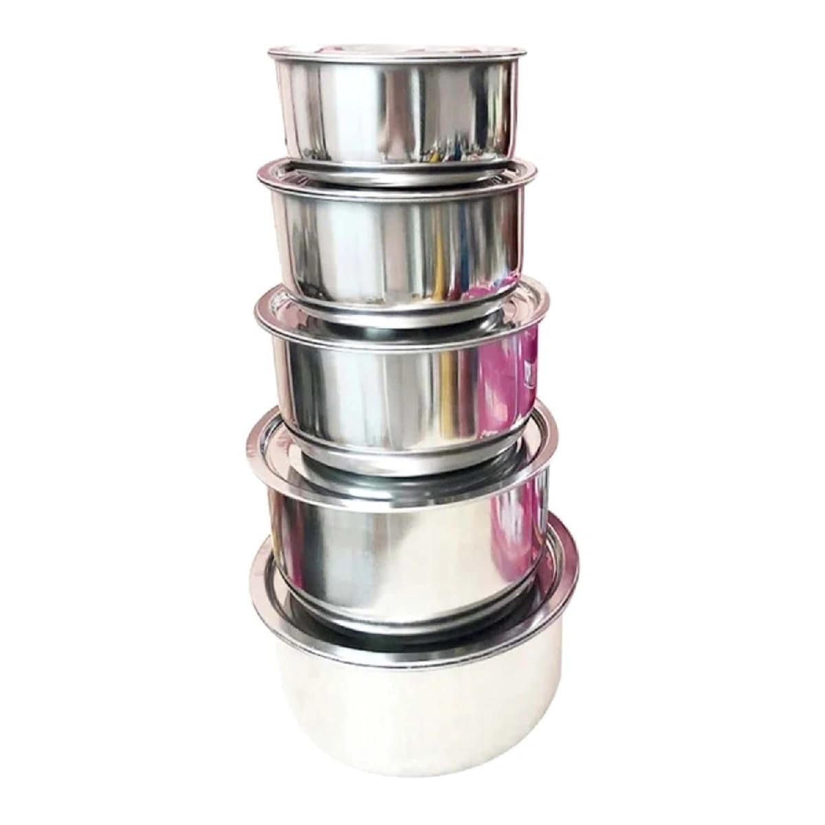 Steel Serving Dekchi Pot With Lid 5 Pieces Set - image 1