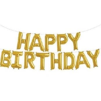 Happy Birthday 13 Letters Metallic Golden Foil Balloons - image 3