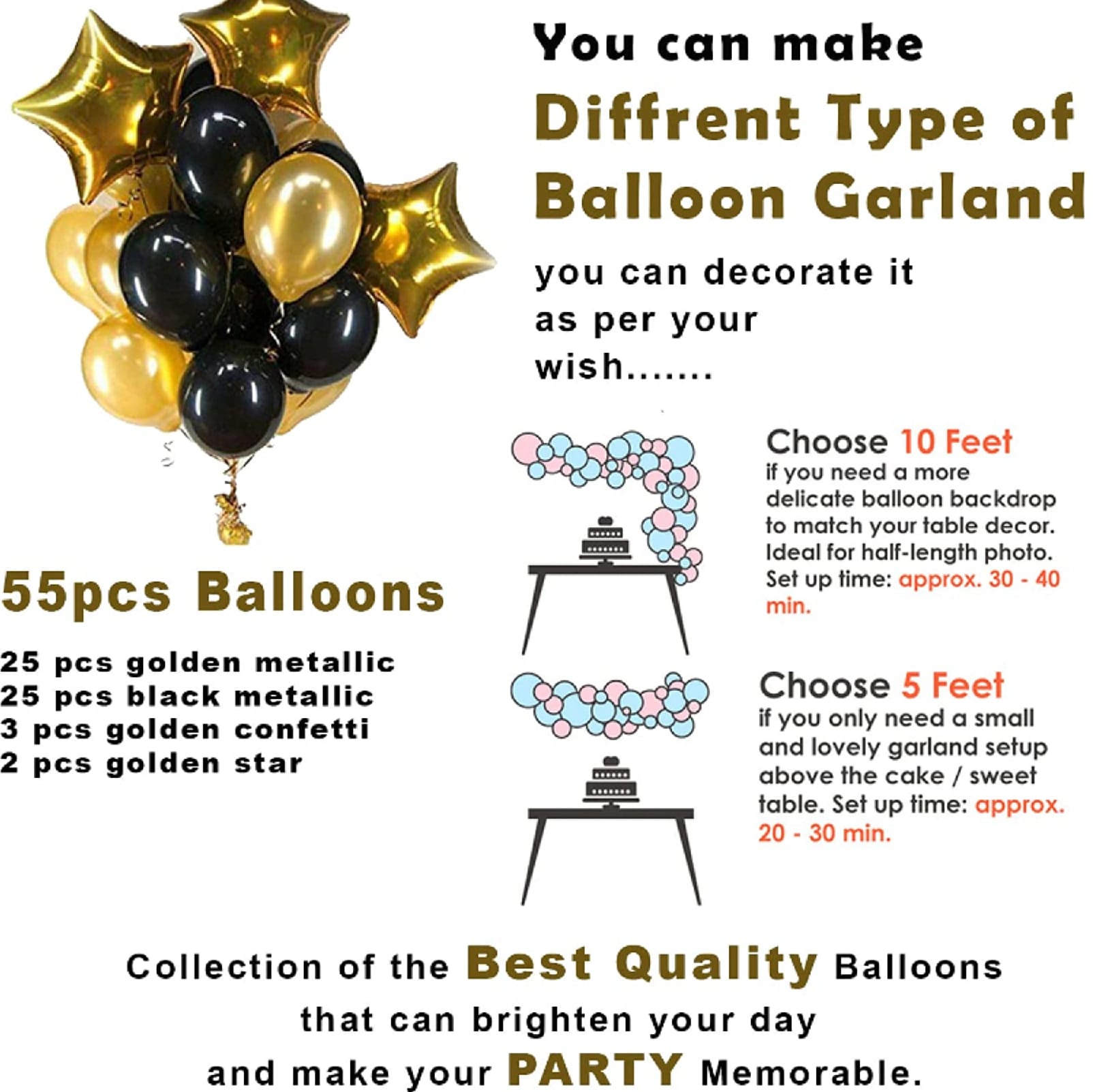 Happy Birthday Decoration Items Kit Combo Set - 61PcsBanner Golden Foil Curtain Metallic Rubber Confetti & Star Balloons With Balloon Pump & Glue Dot - image 4