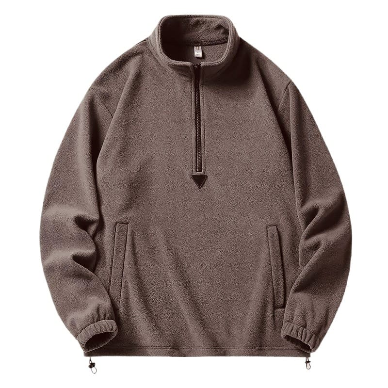 Winter Warm Polar Fleece Unisex Half Zip Design Front Pocket Sweatshirt - image 1