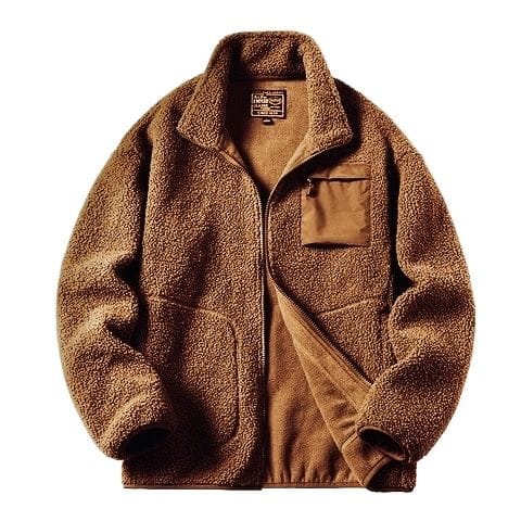 Men‘s winter heavy fur camel color warm jackets - image 1