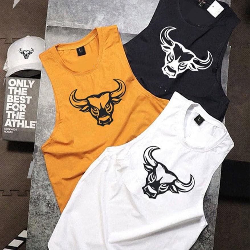 Men's Cotton Bull Print Workout Gym Tank Tops/ Workout Comfortable Sleeveless Vest - Fashion | Men's Wear | - image 2