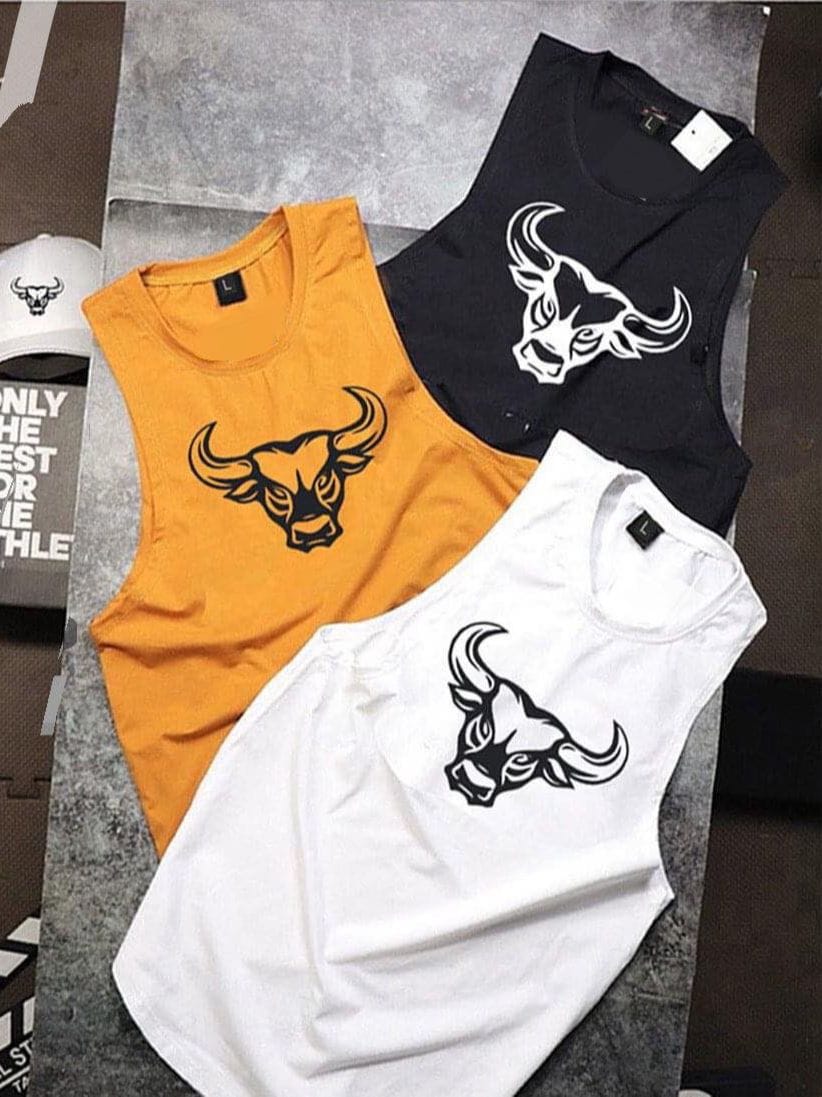 Men's Cotton Bull Print Workout Gym Tank Tops/ Workout Comfortable Sleeveless Vest - Fashion | Men's Wear | - image 1