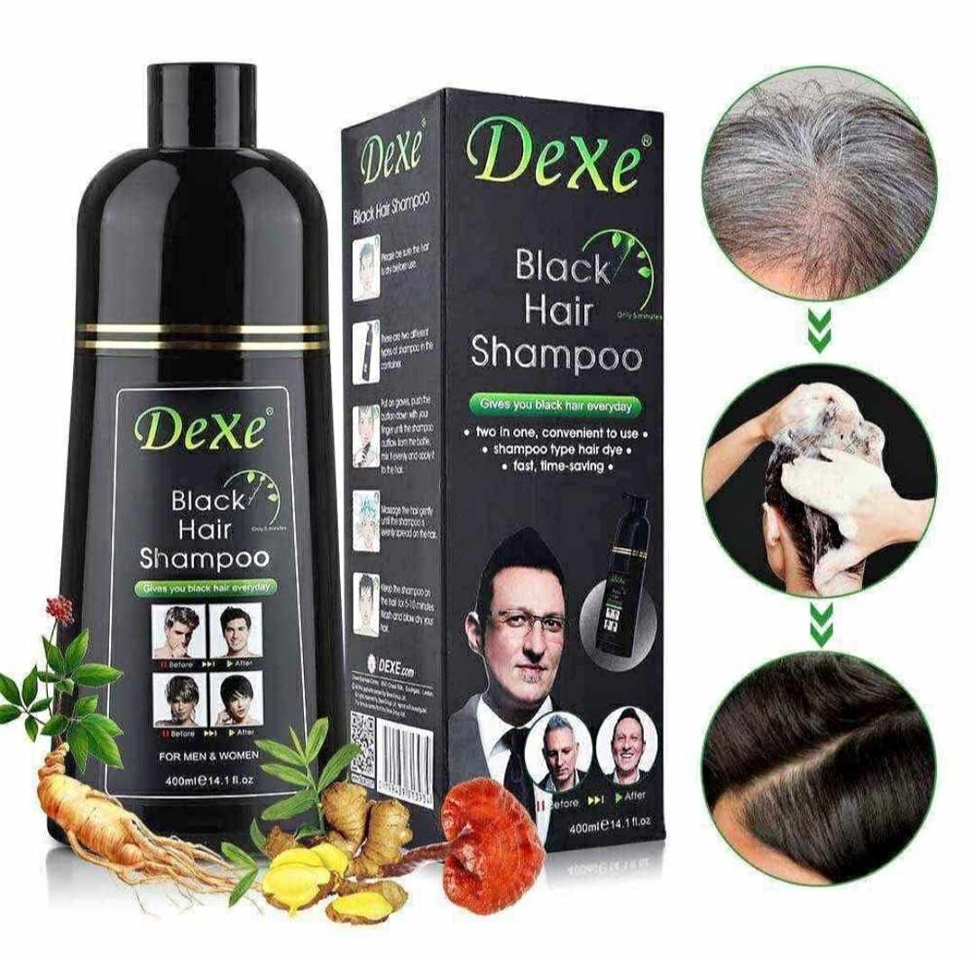 Dexe Black Hair Shampoo 400ml | Instant Hair Color Shampoo For Men & Women | Covers Grey Hair In 5–7 Minutes | Easy & Fast Hair Dye Shampoo - image 4