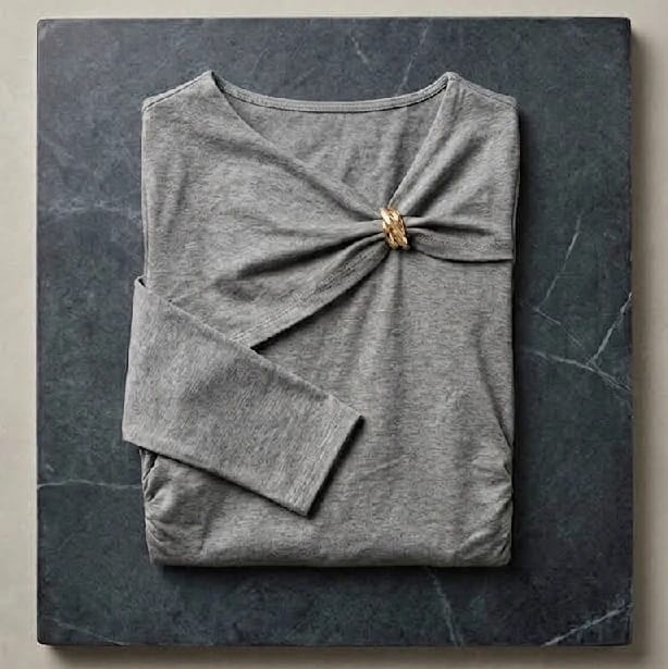 Women'S Grey Full Sleeve Twist Front Top - image 3