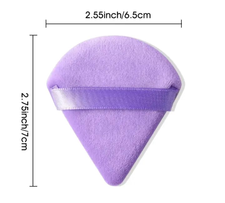 6pcs Triangle Powder Puff Makeup Foundation | Dual Side Application | For Loose & Pressed Powder Application | Easy to Clean and Handle | Triangle Powder Puff with strap (Pack of 2) - image 3