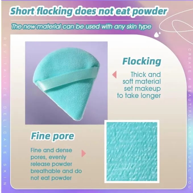 6pcs Triangle Powder Puff Makeup Foundation | Dual Side Application | For Loose & Pressed Powder Application | Easy to Clean and Handle | Triangle Powder Puff with strap (Pack of 2) - image 5